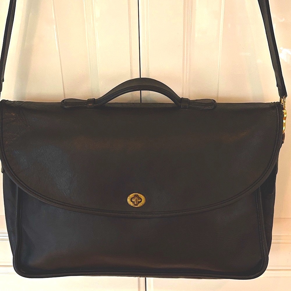 Vintage Coach #5265 Lexington Black Leather Messenger Bag - Picture 4 of 14